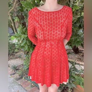 Ark & Co. Orange Lace Overlay Dress